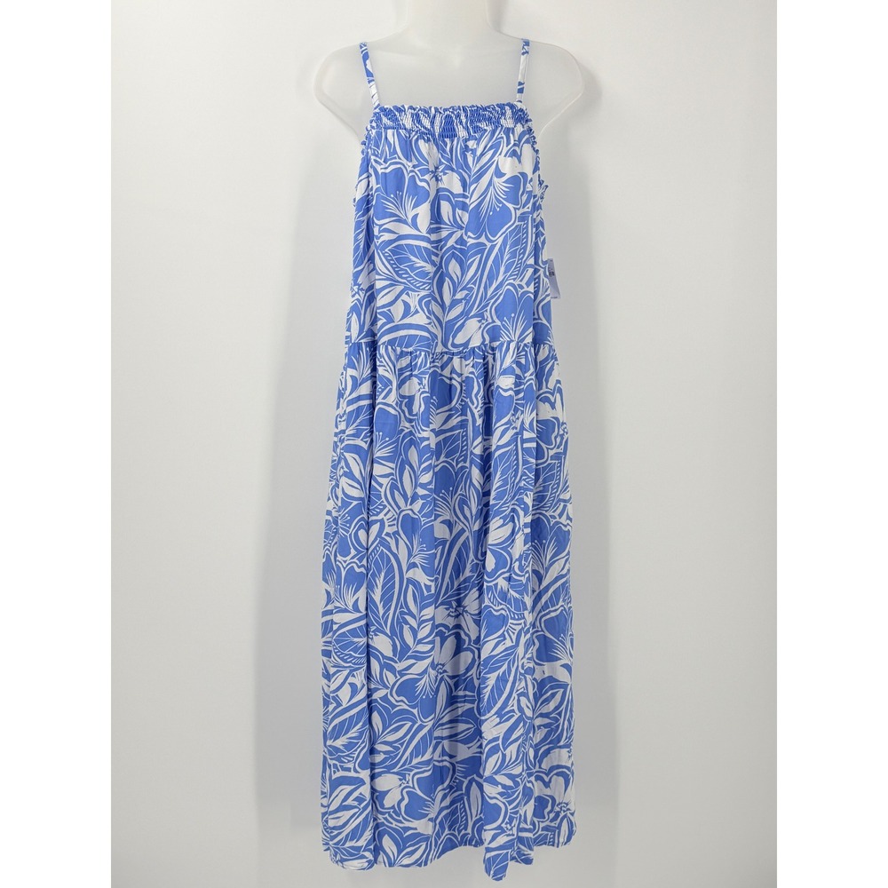 NWT Old Navy Floral Smocked Maxi Dress sz L‎ Pockets resortwear vacation beach